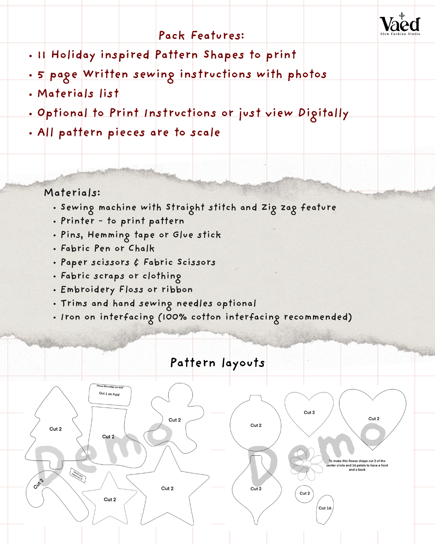 Ornament Sewing Pattern Pack