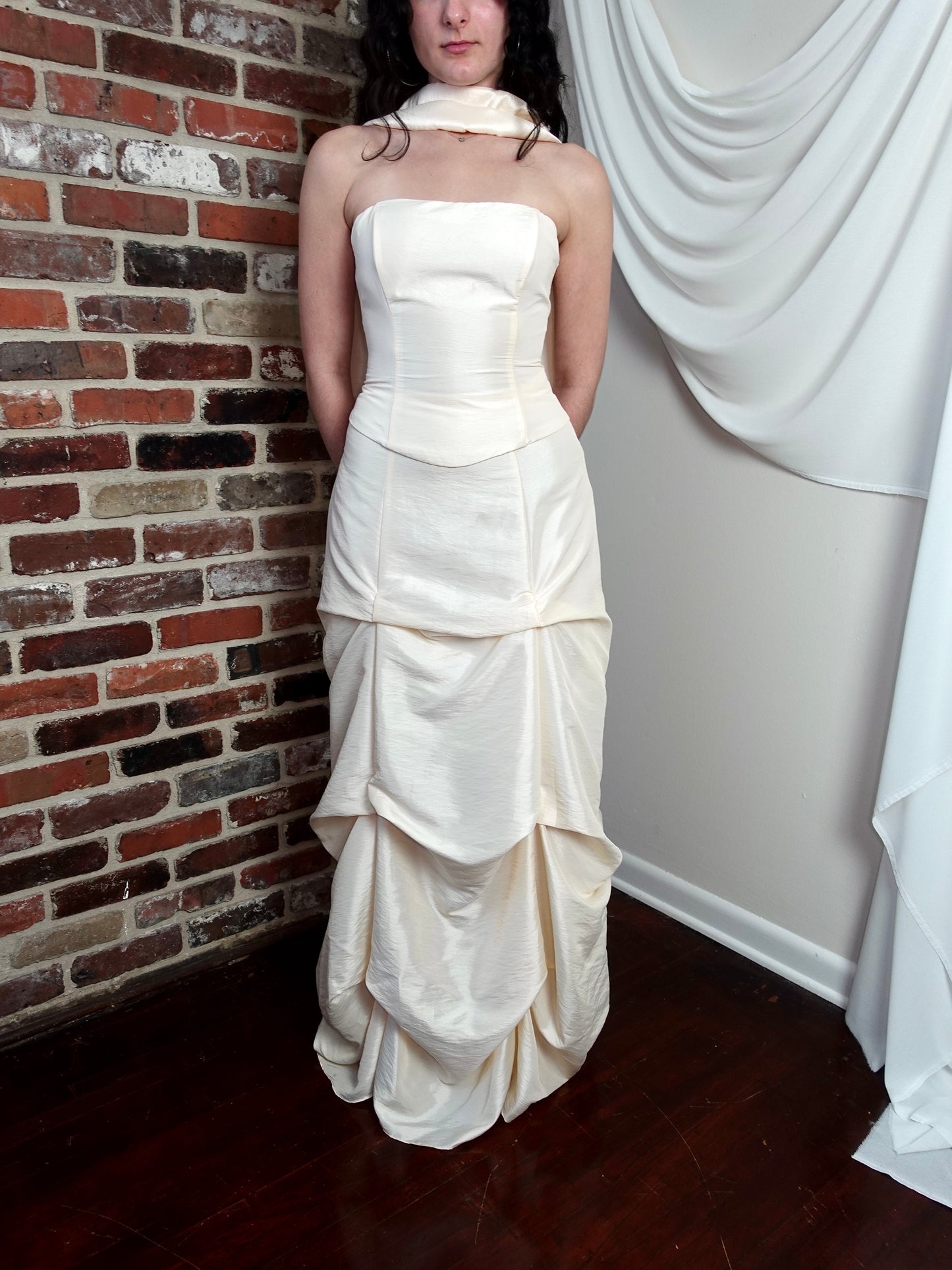 Ivory Draped Corset Set