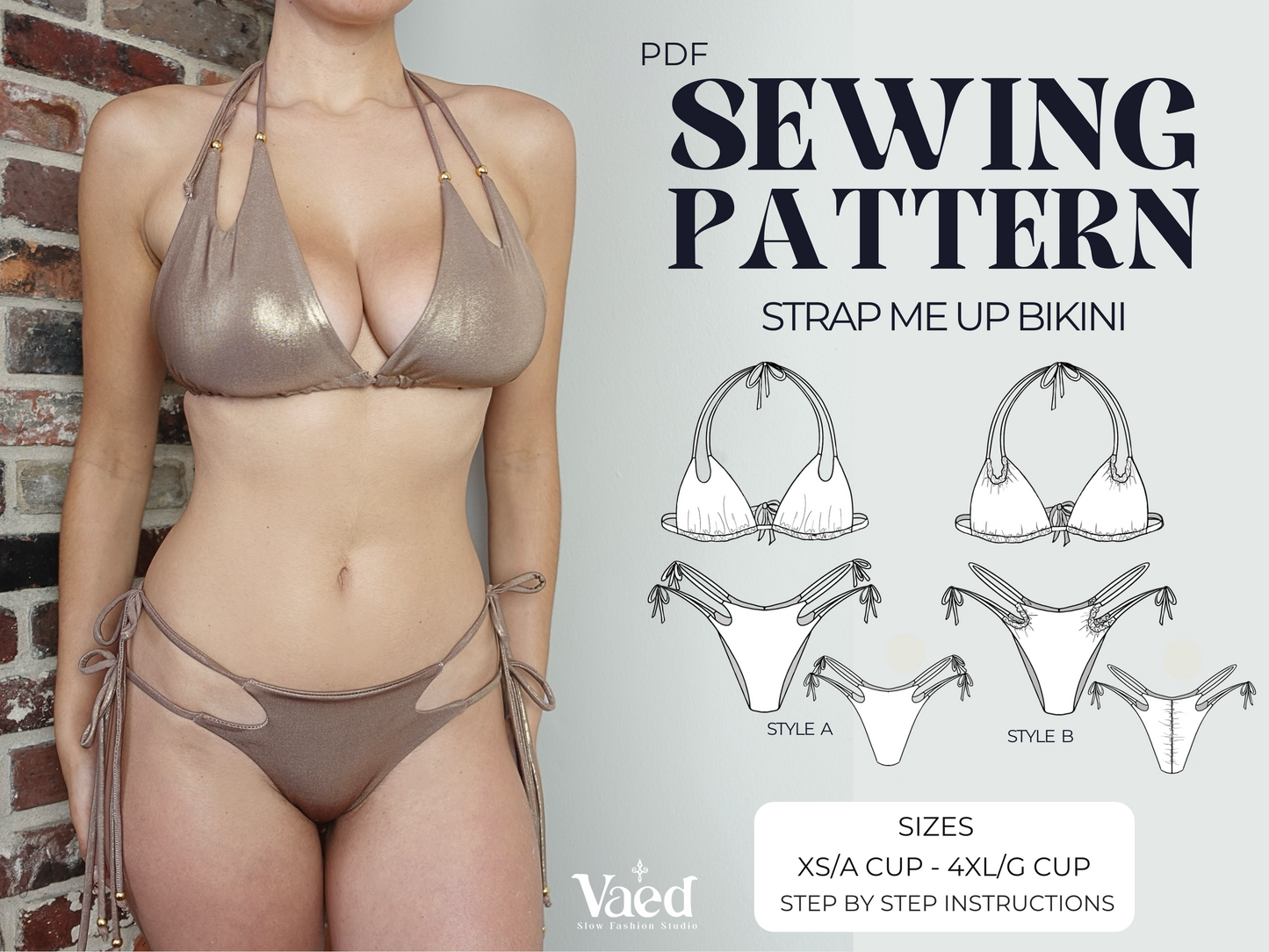 Strap Me Up Bikini Sewing Pattern | XSmall-4XL | Beg-Int