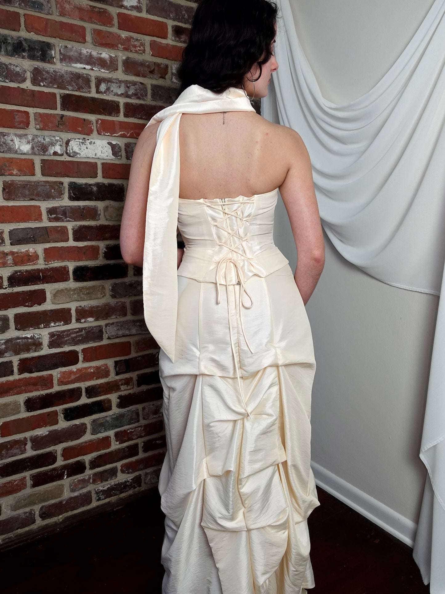 Ivory Draped Corset Set