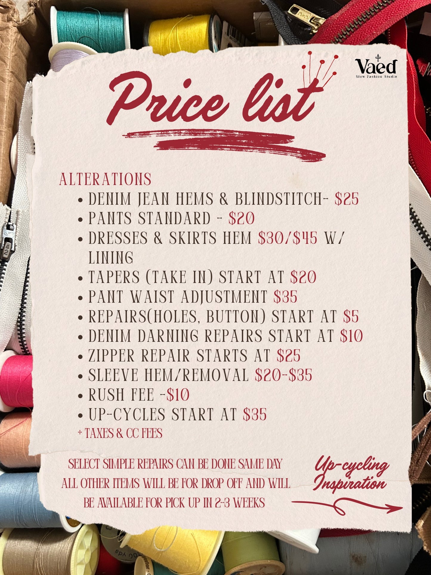 POP-UP TAILOR SHOP FREE RSVP NOV 2nd