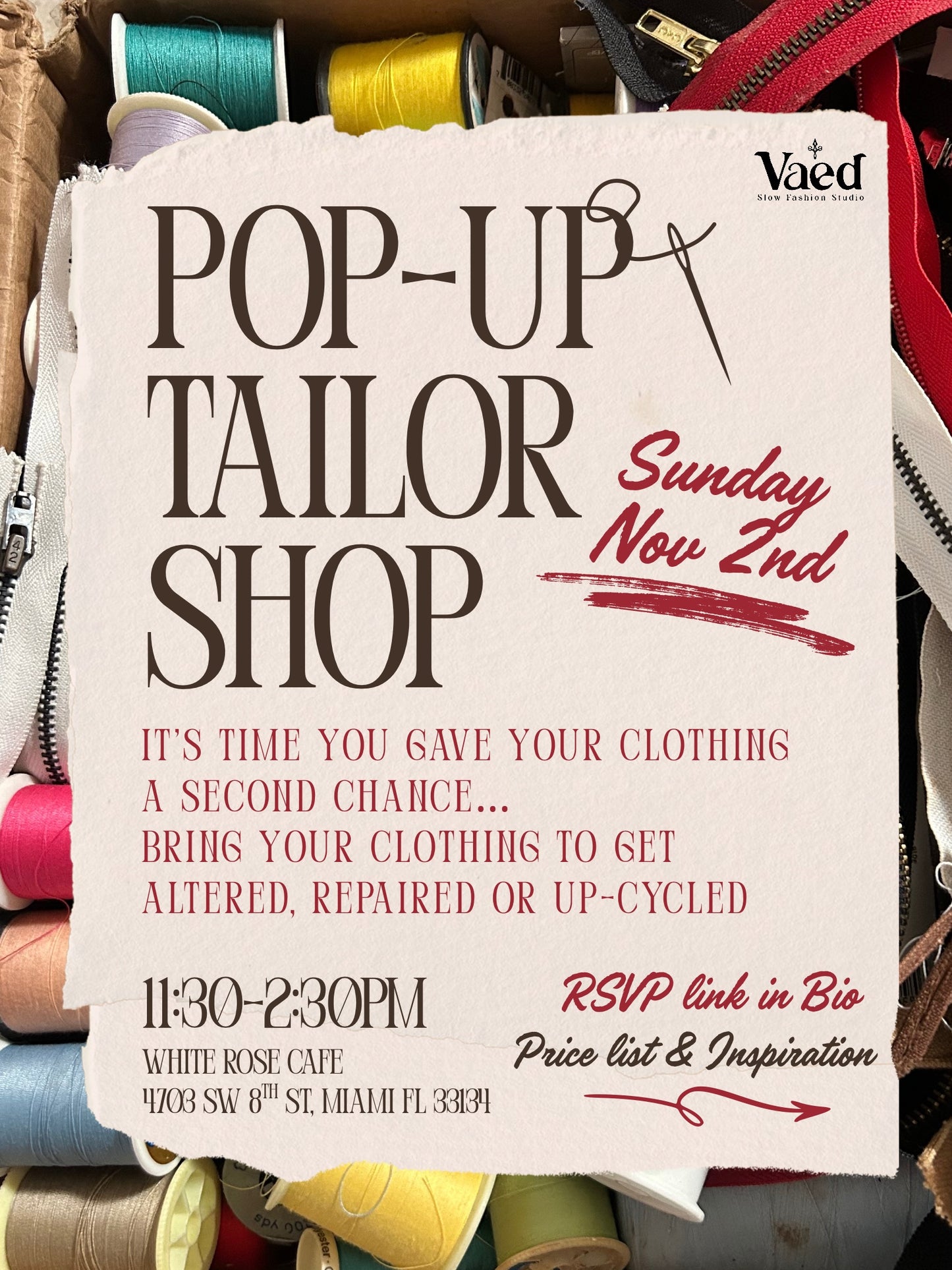 POP-UP TAILOR SHOP FREE RSVP NOV 2nd
