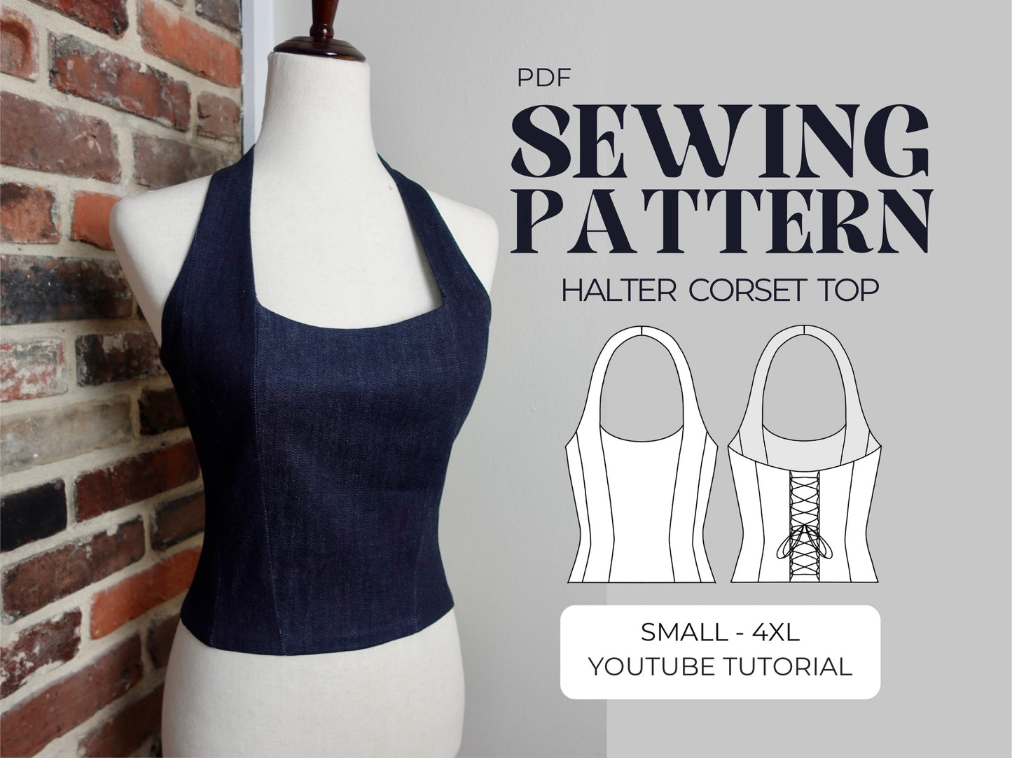 Halter Corset Top Sewing Pattern | Beginner | Small-4XL